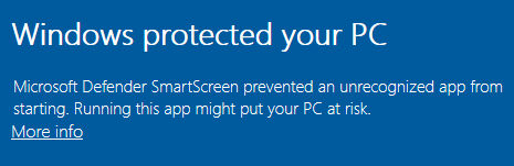 Windows Smart Screen Warning